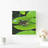 Bullfrog op Lilypads Vierkante Klok (Huis)