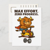 Bullio Funny Fitness – Max Inspanning, Zero Progre Briefkaart (Voorkant / Achterkant)