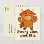 Bullio® Strong Vibes – Funny Cartoon Briefkaart (Voorkant / Achterkant)