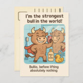 Bullio® voor het tillen – Cartoon Gym Fun Briefkaart (Voorkant / Achterkant)