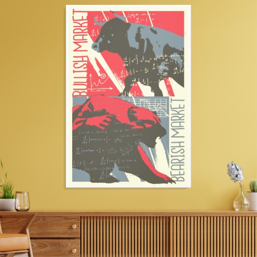 Bullish Bearish Stock Market Canvas Wall Art (Insitu (Woonkamer))