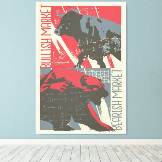 Bullish Bearish Stock Market Canvas Wall Art (Insitu (Houten vloer))