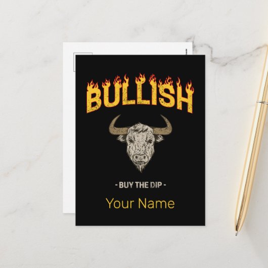 Bullish Day Trader Koop de DIP  belegger Feestdagenkaart (Voorkant / Achterkant in situ)