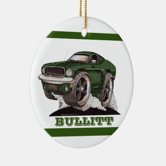 Bullitt Green Mustang Classic Movie Cartoon Car Keramisch Ornament (Rechts)