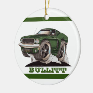 Bullitt Green Mustang Classic Movie Cartoon Car Keramisch Ornament