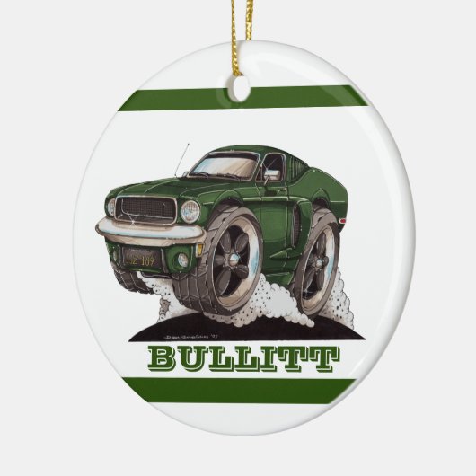 Bullitt Green Mustang Classic Movie Cartoon Car Keramisch Ornament (Links)