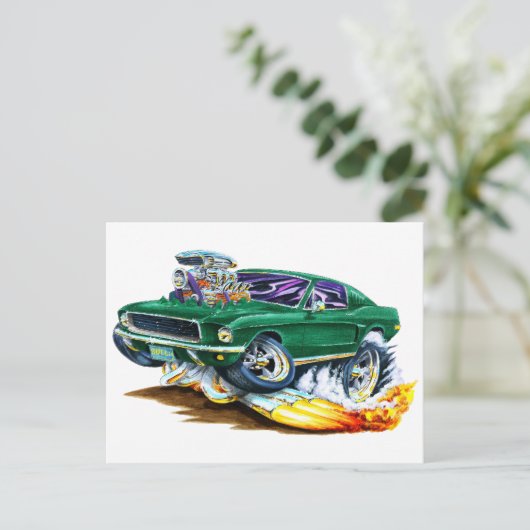 Bullitt Mustang met Big Engine Briefkaart (Staand voorkant)