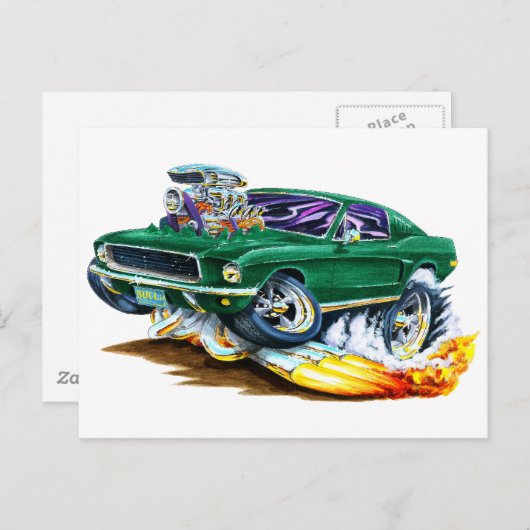 Bullitt Mustang met Big Engine Briefkaart (Voorkant / Achterkant)