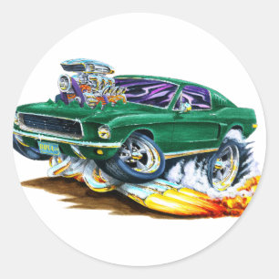 Bullitt Mustang met Big Engine Ronde Sticker