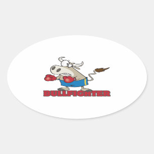 bulljager grappig boksbull tekenfilm ovale sticker