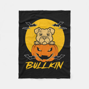 Bullkin Halloween Funny Bulldog Halloween Pumpkin Fleece Deken