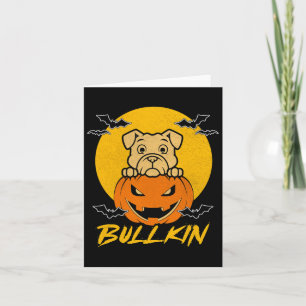 Bullkin Halloween Funny Bulldog Halloween Pumpkin Kaart