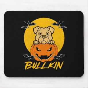 Bullkin Halloween Funny Bulldog Halloween Pumpkin Muismat