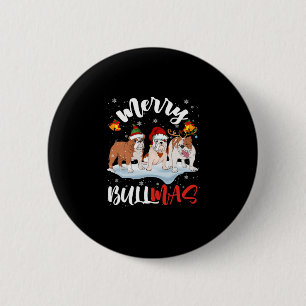 Bullmas Leuk Kerstman Rendier Elf Bulldog Kerstmis Ronde Button 5,7 Cm
