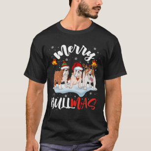 Bullmas Pret Santa Rendier Elf Bulldog Kerstmis T-shirt