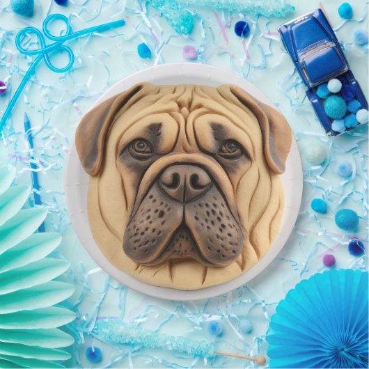 Bullmastiff 3D geïnspireerd Papieren Bordje (Feest)