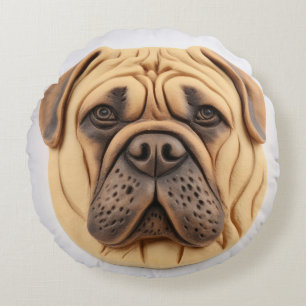 Bullmastiff 3D geïnspireerd Rond Kussen