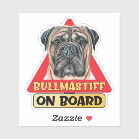 Bullmastiff aan boord Engelse hond rood verkeersbo Sticker (Vel)