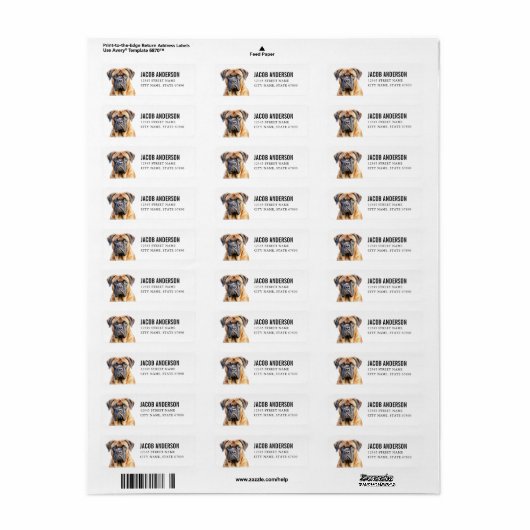 Bullmastiff-adreslabels Etiket (Full Sheet)