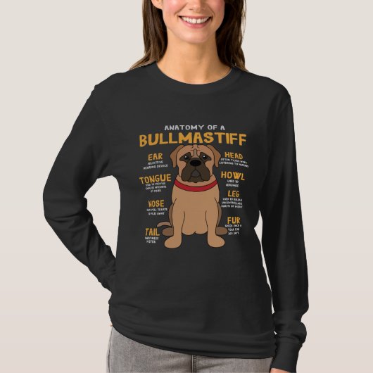 Bullmastiff Anatomy  Dog Mum Dad Cute T-shirt (Voorkant)