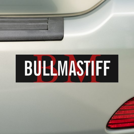 Bullmastiff Breed Monogram Ontwerp Bumpersticker (Op auto)