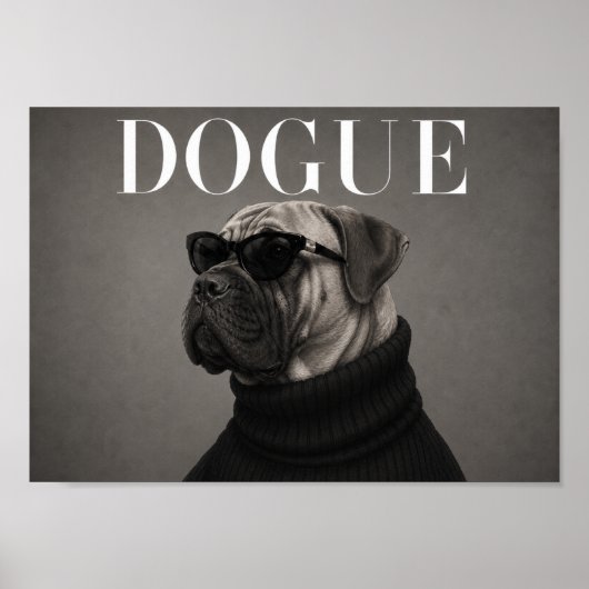 Bullmastiff Chique Mode Honden Kunstprint Poster (Voorkant)