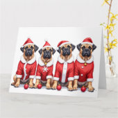 Bullmastiff Christmas Dress Santa Hat Kaart (Gele Bloem)
