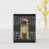 Bullmastiff Christmas Lights Ugly Sweater Funny Pe Kaart (Gele Bloem)