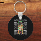 Bullmastiff Christmas Lights Ugly Sweater Funny Pe Sleutelhanger (Voorkant)