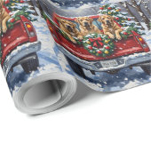 Bullmastiff Christmas Red Truck Holiday Cadeaupapier (Rol Hoek)
