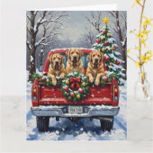 Bullmastiff Christmas Red Truck Holiday Kaart (Gele Bloem)