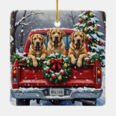 Bullmastiff Christmas Red Truck Holiday Keramisch Ornament (Achterkant)