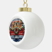 Bullmastiff Christmas Red Truck Holiday Keramische Bal Ornament (Rechts)