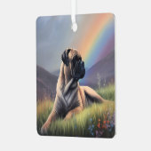 Bullmastiff Dog Aangepaste naam Regenboog Memorial Metalen Ornament (Voorkant links)