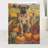 Bullmastiff Dog Autumn Harvest Thanksgiving Kaart (Voorkant)