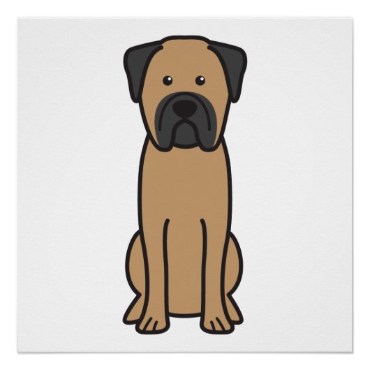 Bullmastiff Dog Cartoon Poster (Voorkant)