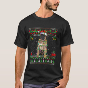 Bullmastiff Dog Christmas Lights Santa Ugly Sweate T-shirt