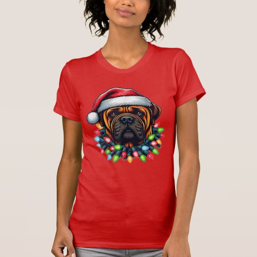 Bullmastiff Dog Christmas Pet Xmas T-shirt (Voorkant)