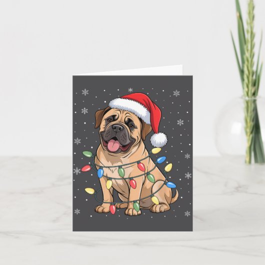 Bullmastiff Dog Christmas Tree Lights Dogs Xmas Pa Kaart (Voorkant)