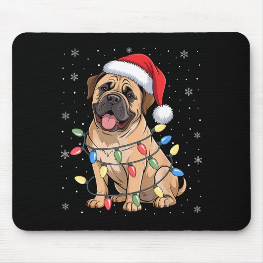Bullmastiff Dog Christmas Tree Lights Dogs Xmas Pa Muismat (Voorkant)