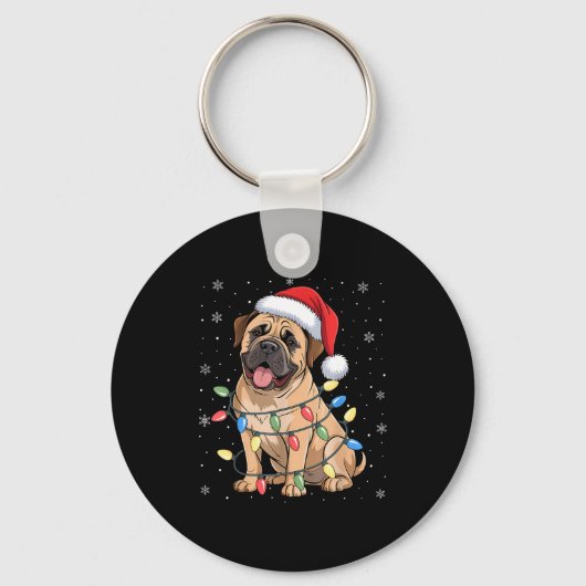 Bullmastiff Dog Christmas Tree Lights Dogs Xmas Pa Sleutelhanger (Voorkant)