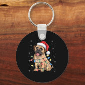 Bullmastiff Dog Christmas Tree Lights Dogs Xmas Pa Sleutelhanger (Voorkant)