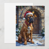 Bullmastiff Dog Guardian of Christmas Manor Art Feestdagenkaart (Voorkant / Achterkant)