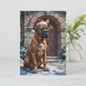Bullmastiff Dog Guardian of Christmas Manor Art Feestdagenkaart (Staand voorkant)