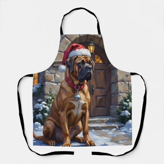 Bullmastiff Dog Guardian of Christmas Manor Art Schort (Voorkant)