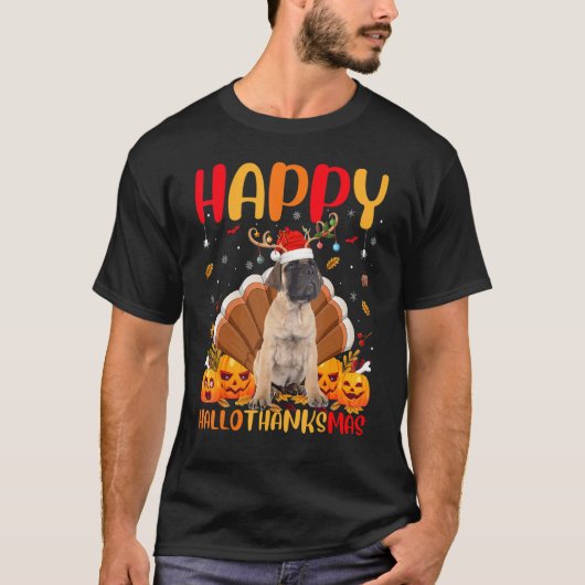 Bullmastiff Dog Happy Bullmastiff Hellothanksmas T-shirt (Voorkant)