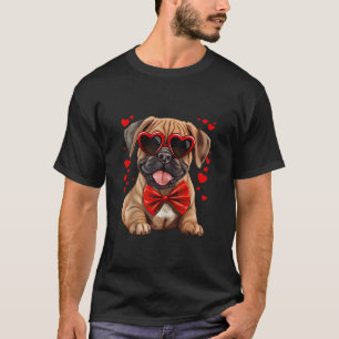 Bullmastiff Dog Hearts Zonnebril Rode Boog Stropda T-shirt