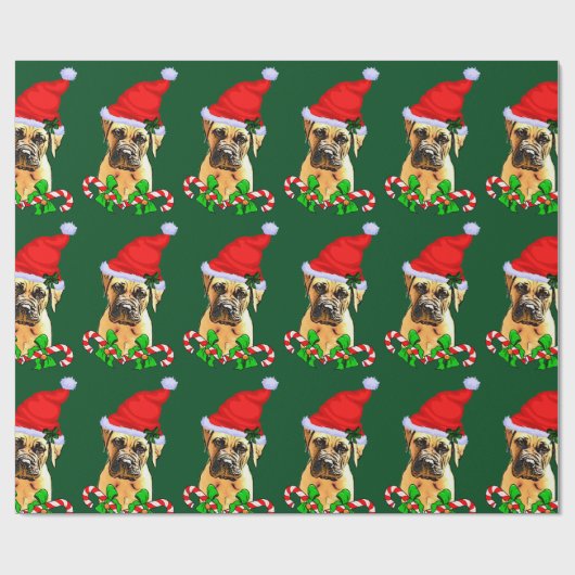 Bullmastiff Dog Kerstmis Cadeaupapier (Vlak)