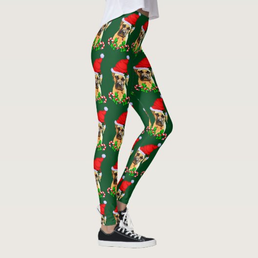 Bullmastiff Dog Kerstmis Leggings (Rechts)