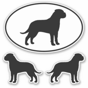 Bullmastiff Dog Silhouettes Vinyl Sticker Set